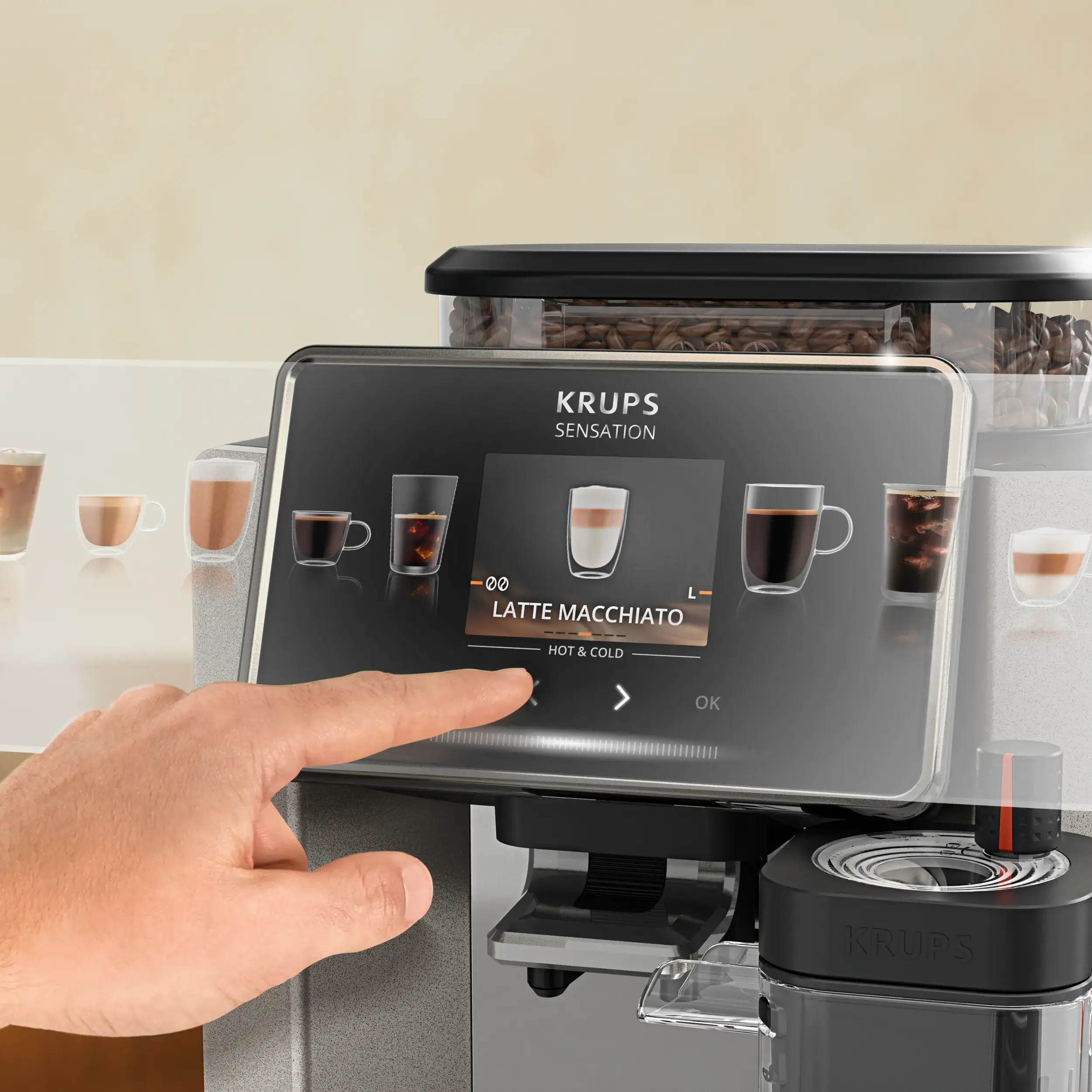 Сенсорний дисплей 2,8 дюйма кавомашини Krups Sensation Elite