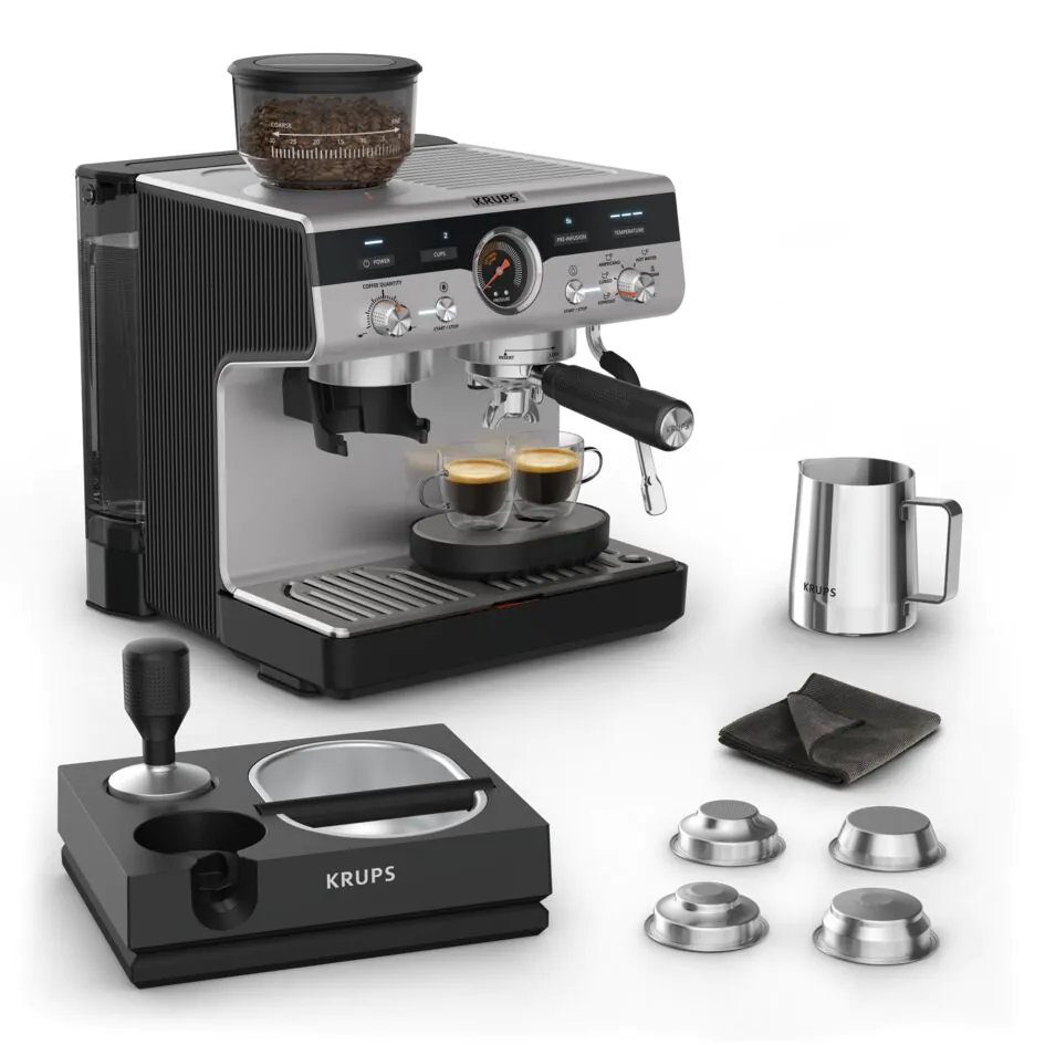 Кавоварка ріжкова з кавомолкою KRUPS Precision+ XP804T10