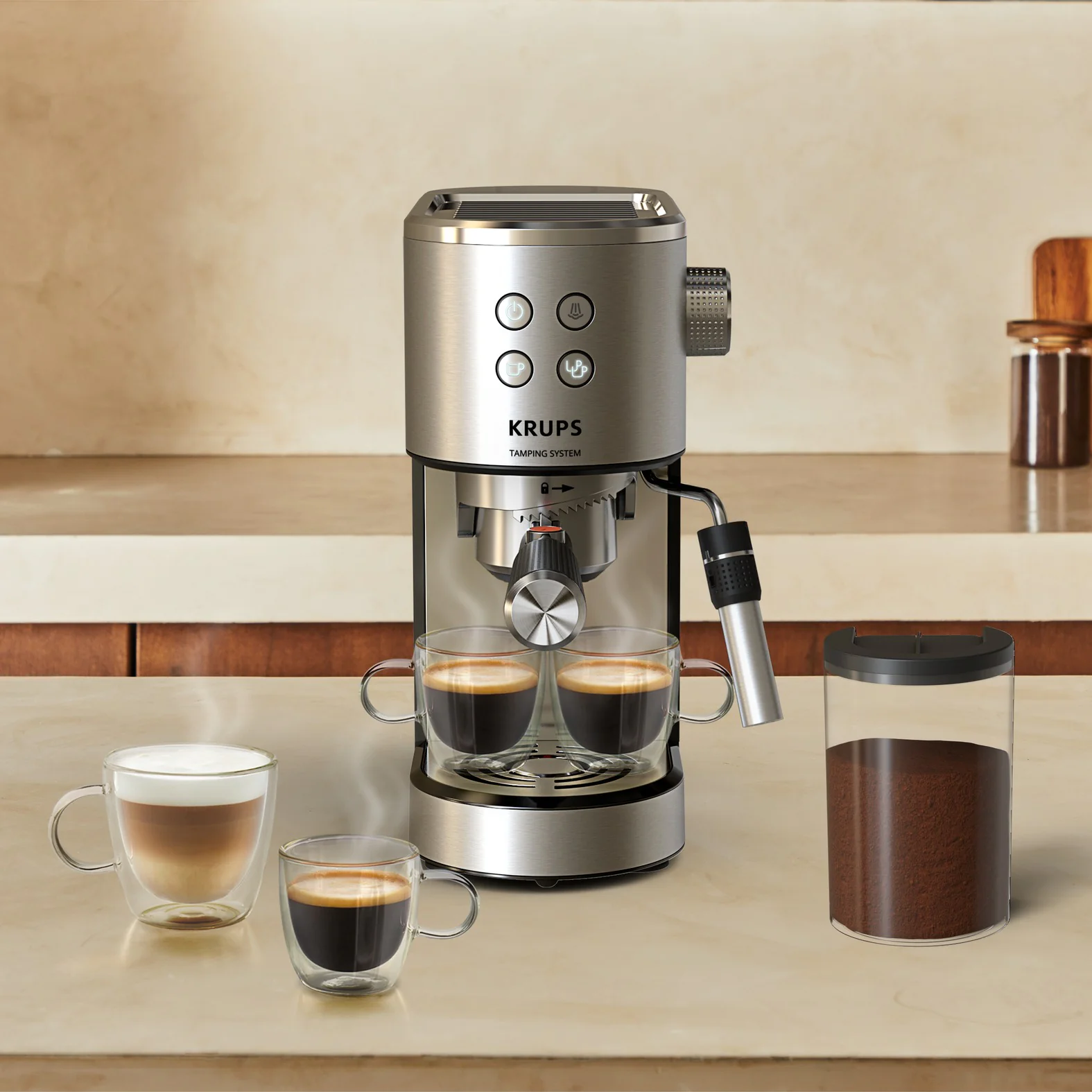 Ріжкова кавоварка KRUPS Virtuoso+ Tamping System XP499EE0